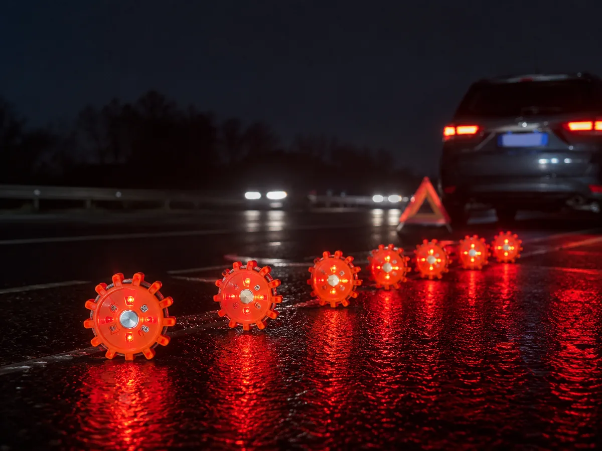 Roadside emergency warning light application